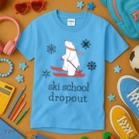 Ski School Dropout Skiing Polar Bear Funny Skier Kids T-Shirt thumb 3