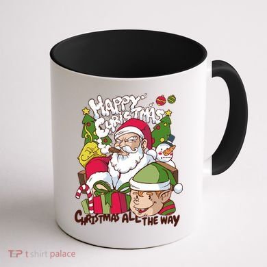 Santa Smoking Design Christmas All The Way Funny Coffee Mug back