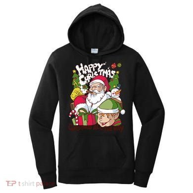 Santa Smoking Design Christmas All The Way Funny Women's Hoodie