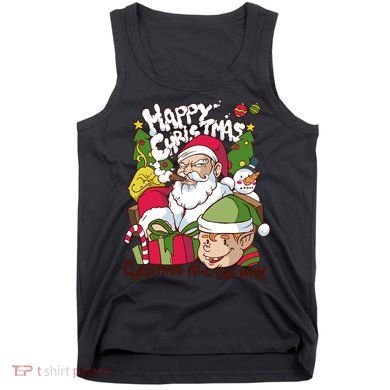 Santa Smoking Design Christmas All The Way Funny Tank Top