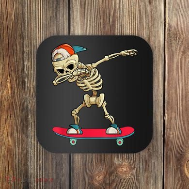 Skeleton Skateboard Dabbing Skate Skeleton TShirt Coaster
