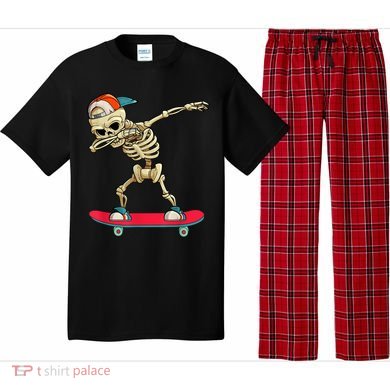 Skeleton Skateboard Dabbing Skate Skeleton TShirt Pajama Set