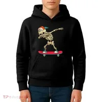 Skeleton Skateboard Dabbing Skate Skeleton TShirt Kids Hoodie thumb 4