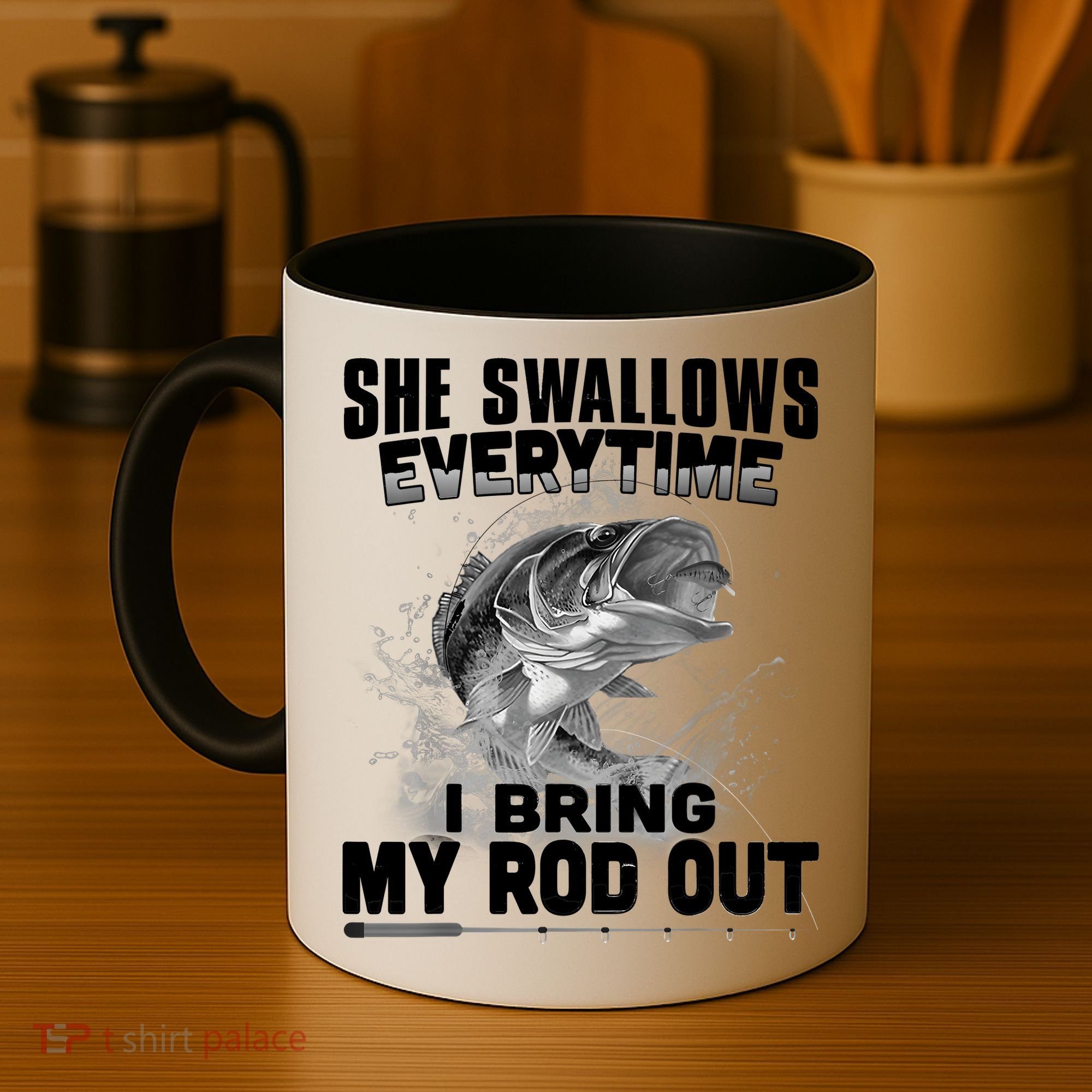 She Swallows Everytime I Bring My Rod Out Funny Fishing Coffee Mug