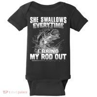 She Swallows Everytime I Bring My Rod Out Funny Fishing Baby Bodysuit thumb 0