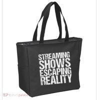 Streaming Shows Escaping Reality Funny Saying Tote Bag thumb 2