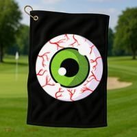 Spooky Scary Eyeball Funny Halloween Eyeball Golf Towel thumb 1