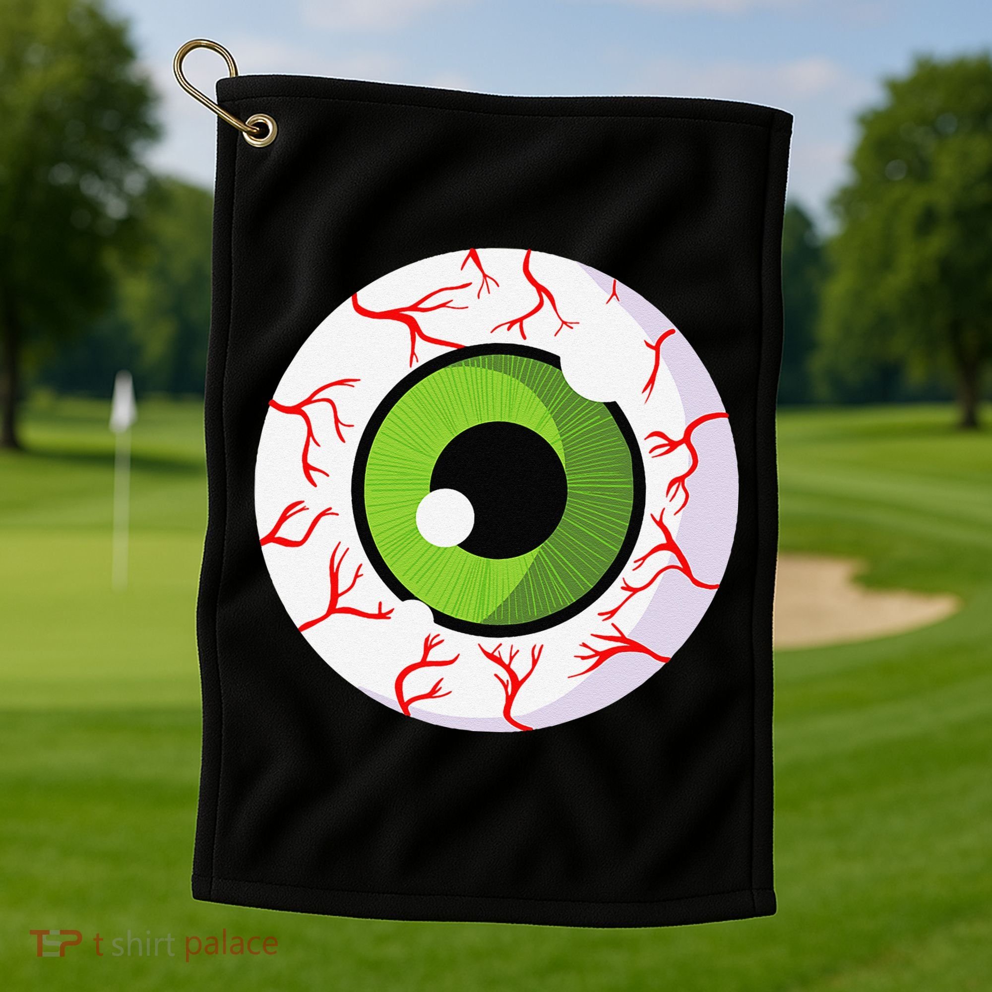 Spooky Scary Eyeball Funny Halloween Eyeball Golf Towel