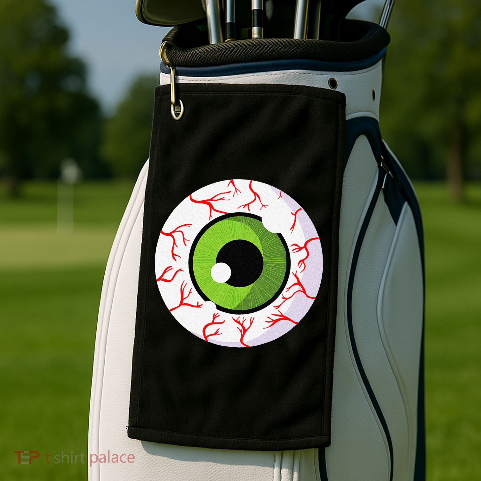 Spooky Scary Eyeball Funny Halloween Eyeball Golf Towel