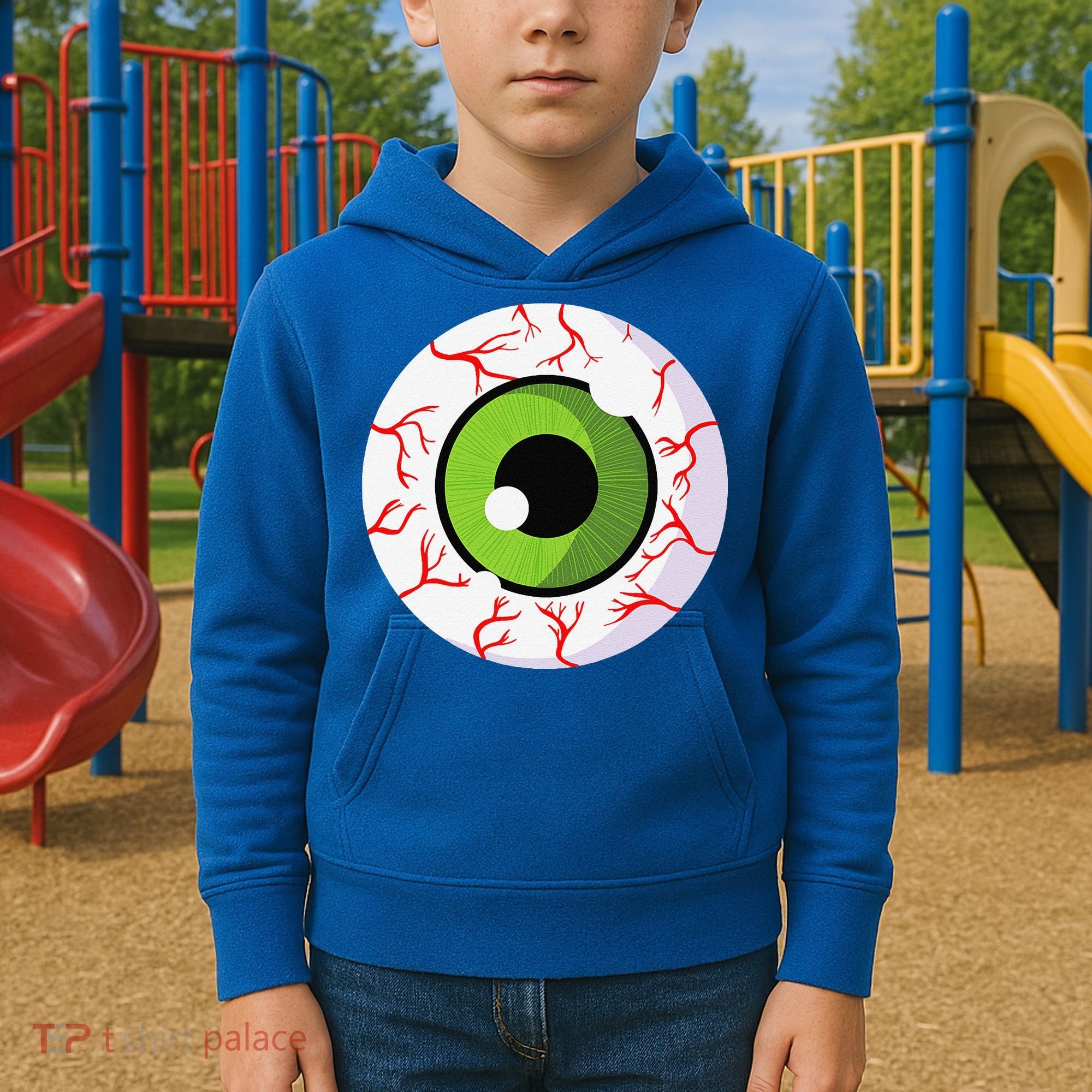 Spooky Scary Eyeball Funny Halloween Eyeball Kids Hoodie