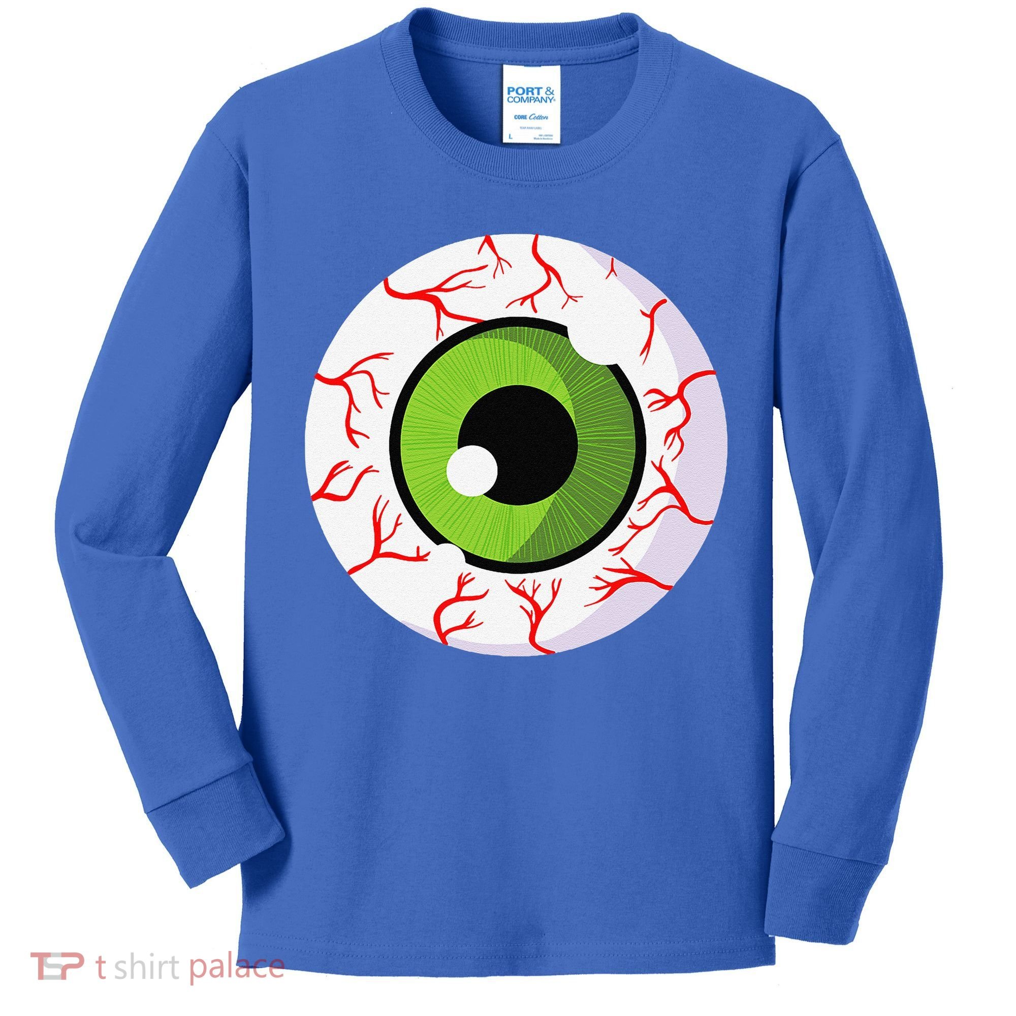 Spooky Scary Eyeball Funny Halloween Eyeball Kids Long Sleeve Shirt