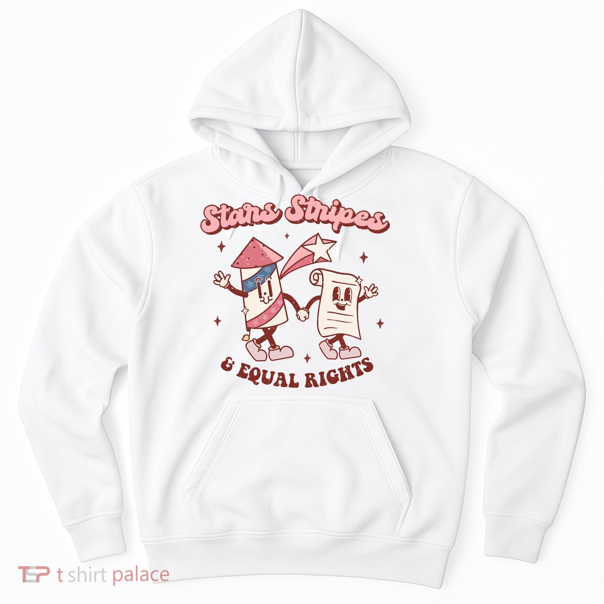 Stars Stripes & Equal Rights 4th Of July Retro Liberal Patriotic Americ Hoodie