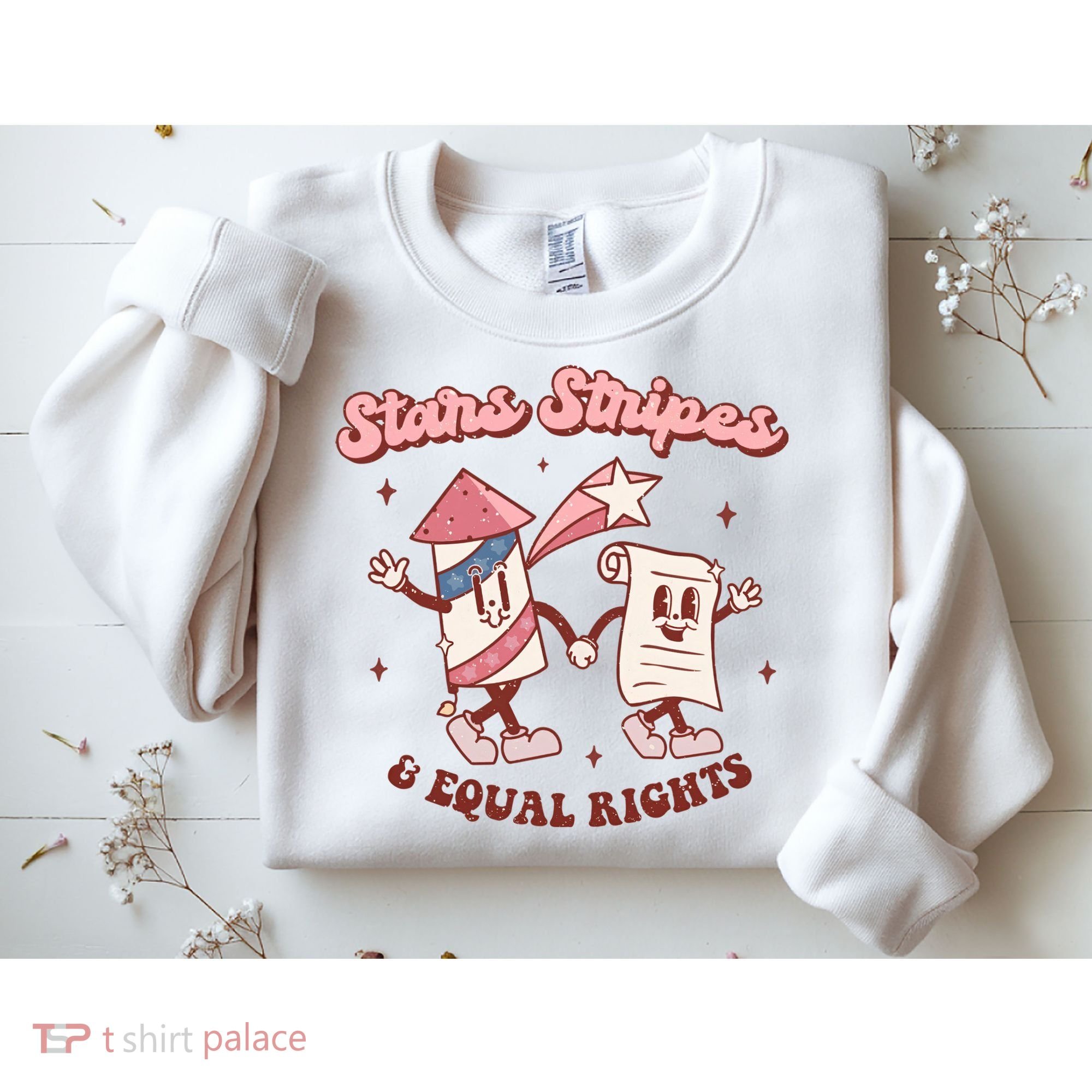 Stars Stripes & Equal Rights 4th Of July Retro Liberal Patriotic Americ Sweatshirt