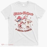 Stars Stripes & Equal Rights 4th Of July Retro Liberal Patriotic Americ T-Shirt thumb 0