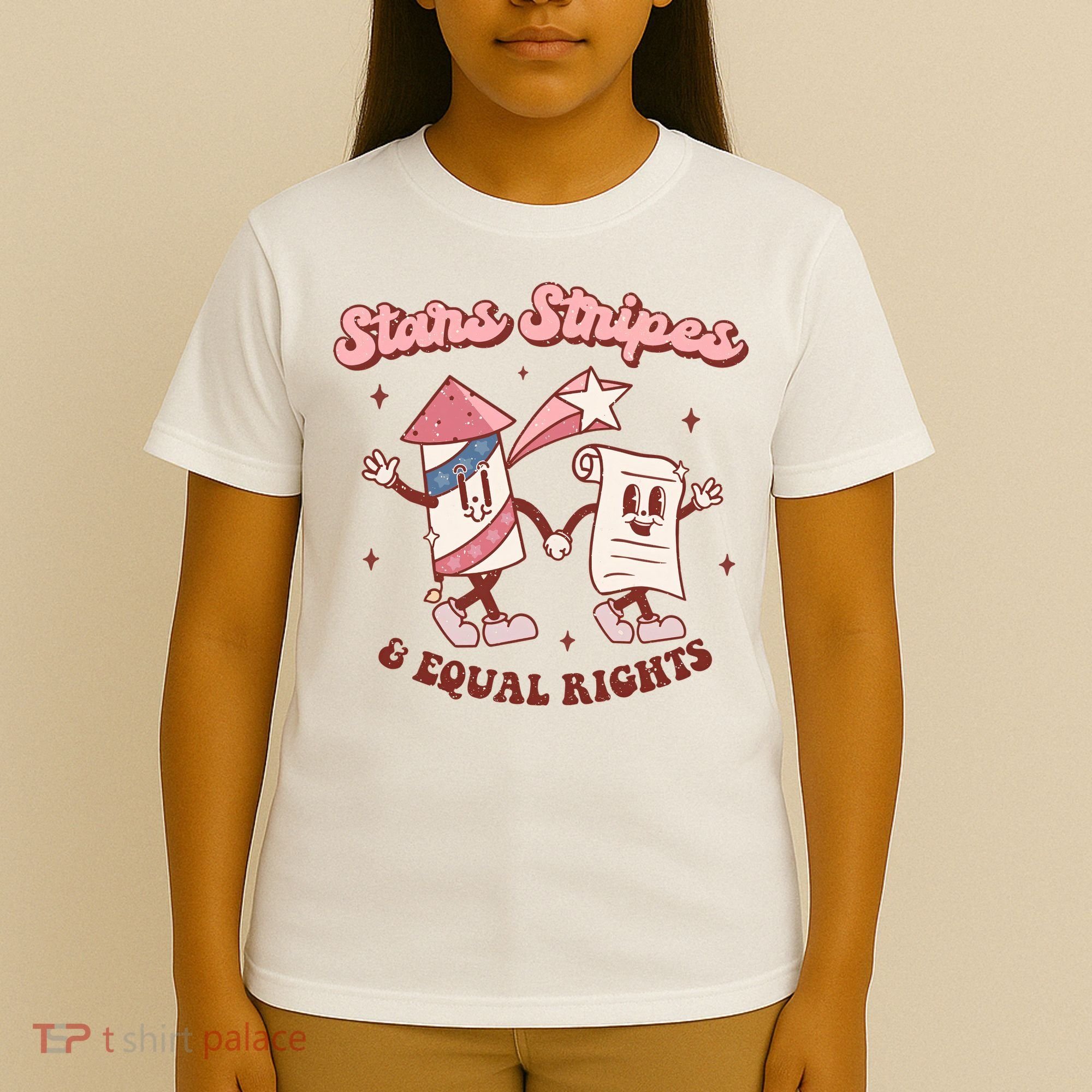 Stars Stripes & Equal Rights 4th Of July Retro Liberal Patriotic Americ T-Shirt