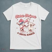 Stars Stripes & Equal Rights 4th Of July Retro Liberal Patriotic Americ T-Shirt thumb 5