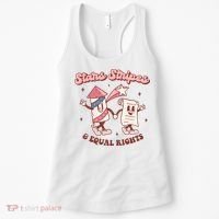 Stars Stripes & Equal Rights 4th Of July Retro Liberal Patriotic Americ Women's Tank Top thumb 0