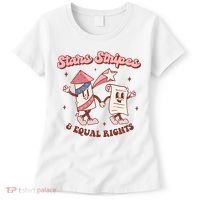 Stars Stripes & Equal Rights 4th Of July Retro Liberal Patriotic Americ Women's T-Shirt thumb 0