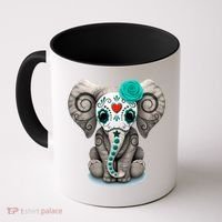 Sugar Skull Elephant Day Of The Dead Halloween Gift Coffee Mug thumb 0