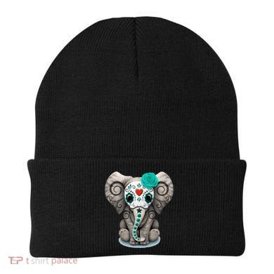Sugar Skull Elephant Day Of The Dead Halloween Gift Beanie