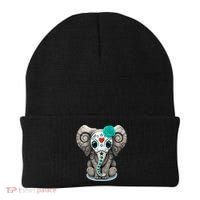 Sugar Skull Elephant Day Of The Dead Halloween Gift Beanie thumb 0