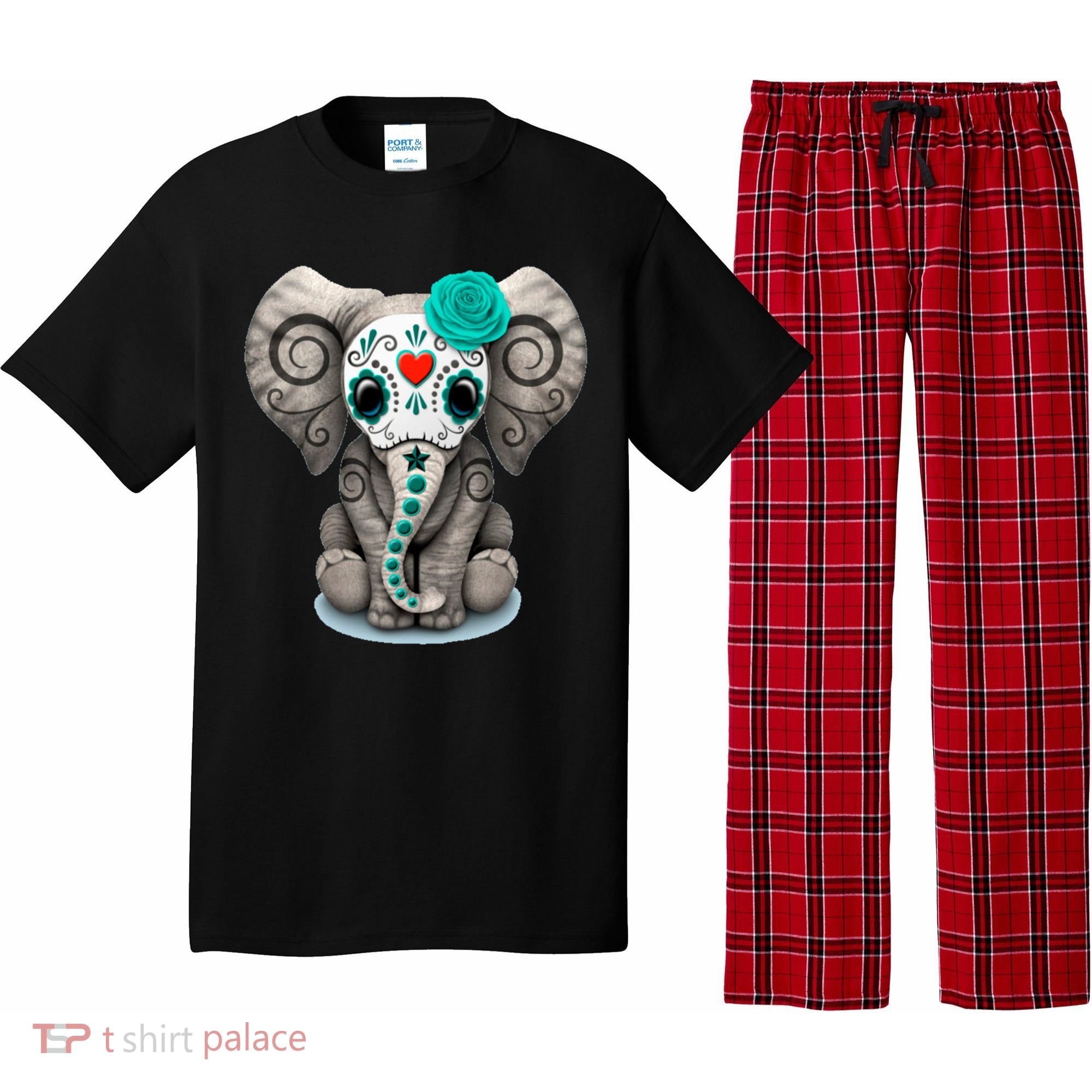 Sugar Skull Elephant Day Of The Dead Halloween Gift Pajama Set