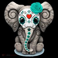 Sugar Skull Elephant Day Of The Dead Halloween Gift Women's Hoodie thumb 2
