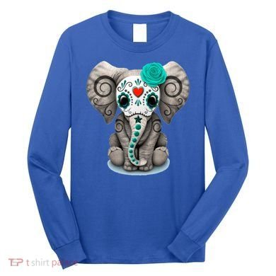 Sugar Skull Elephant Day Of The Dead Halloween Gift Long Sleeve Shirt