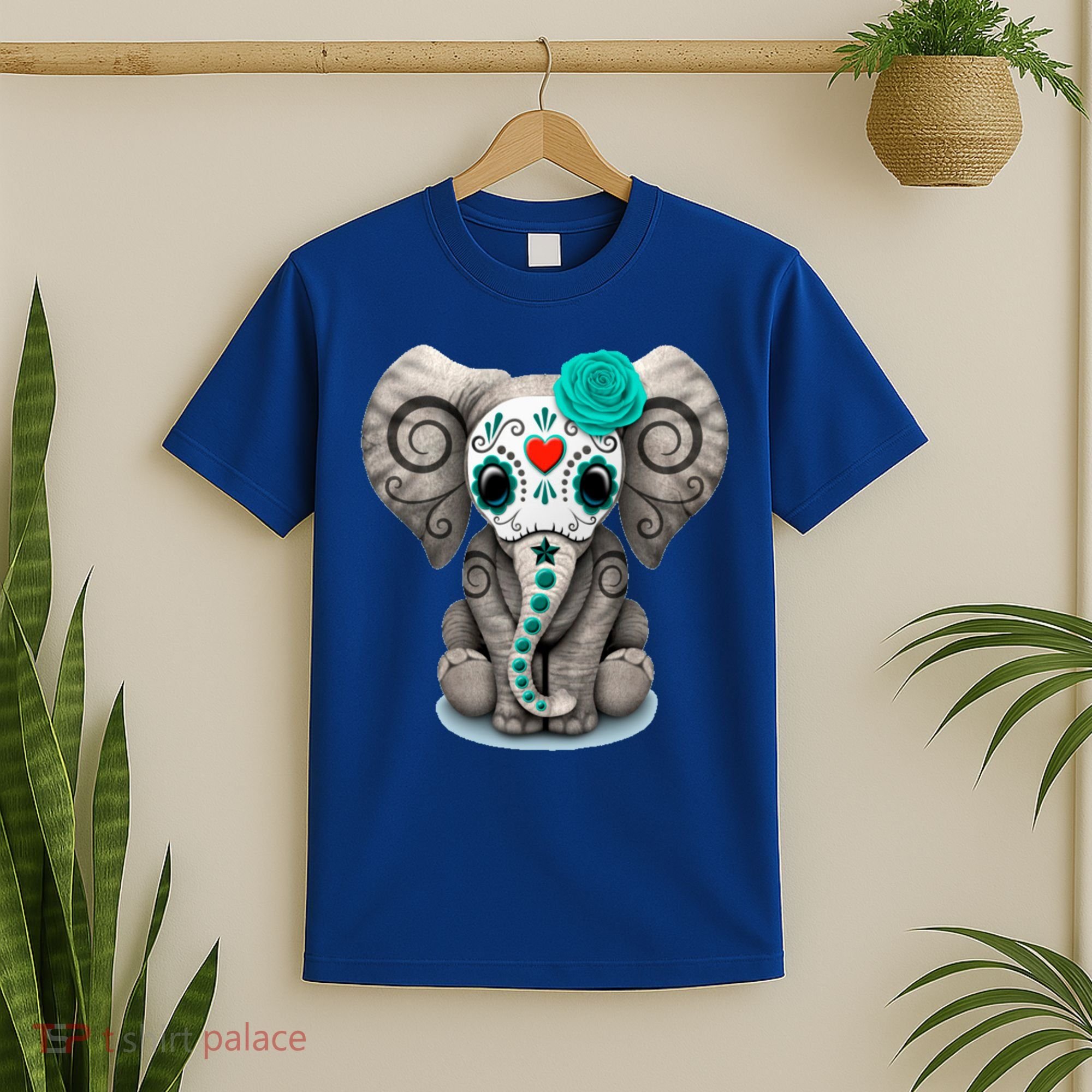 Sugar Skull Elephant Day Of The Dead Halloween Gift T-Shirt
