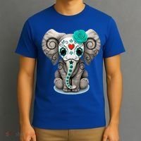 Sugar Skull Elephant Day Of The Dead Halloween Gift T-Shirt thumb 3