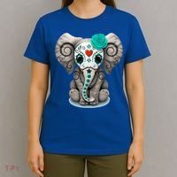Sugar Skull Elephant Day Of The Dead Halloween Gift T-Shirt thumb 4