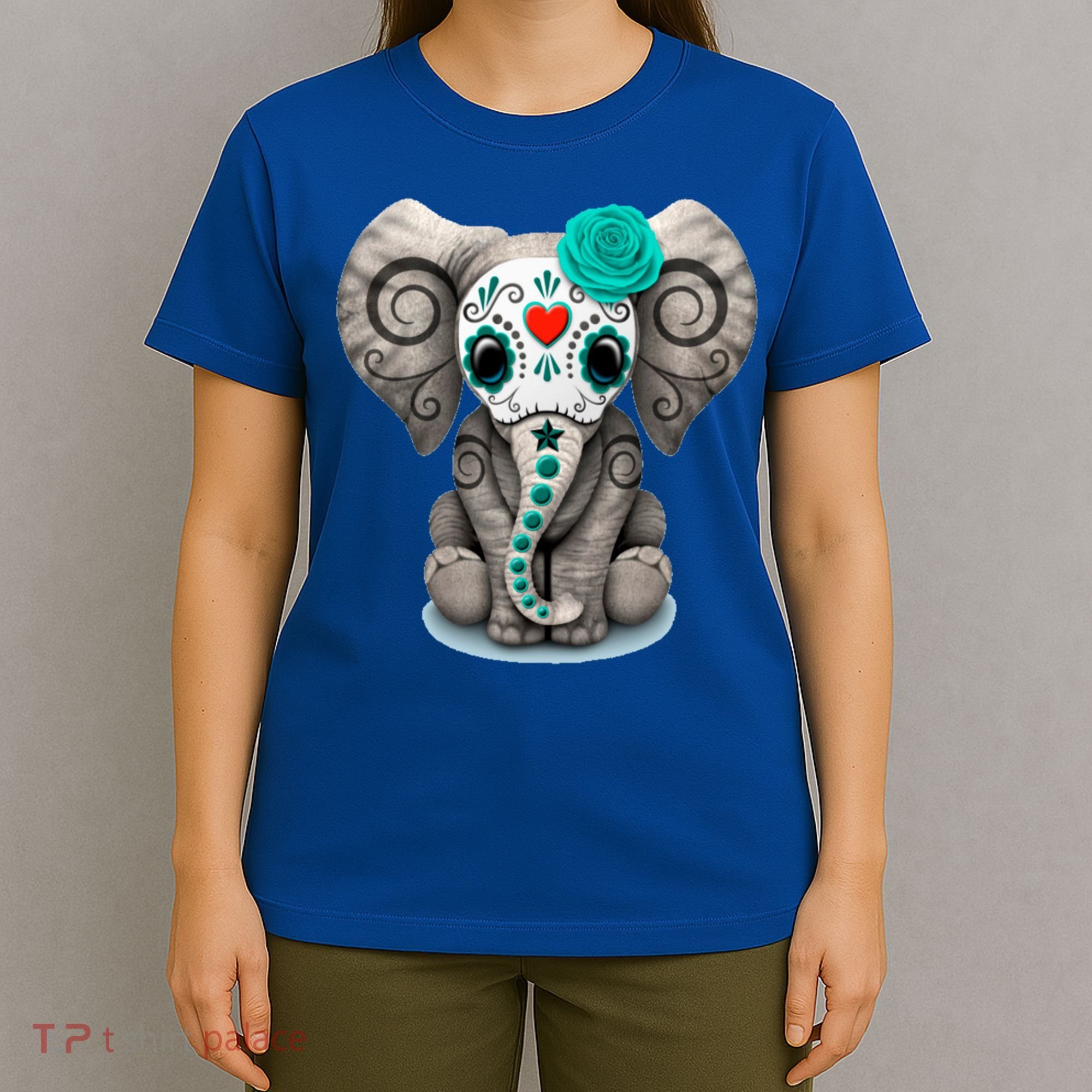 Sugar Skull Elephant Day Of The Dead Halloween Gift T-Shirt