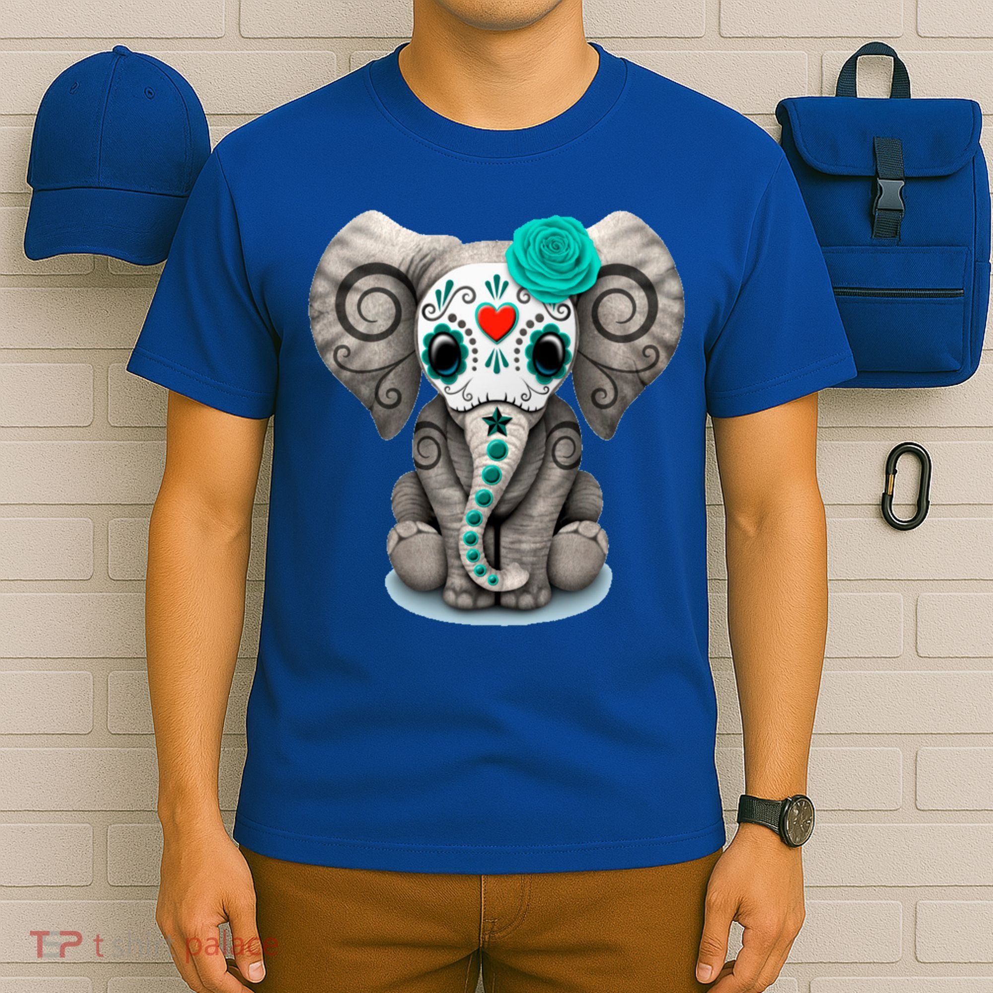 Sugar Skull Elephant Day Of The Dead Halloween Gift T-Shirt