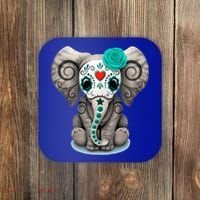 Sugar Skull Elephant Day Of The Dead Halloween Gift Coaster thumb 0
