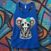 Sugar Skull Elephant Day Of The Dead Halloween Gift Women's Tank Top thumb 3