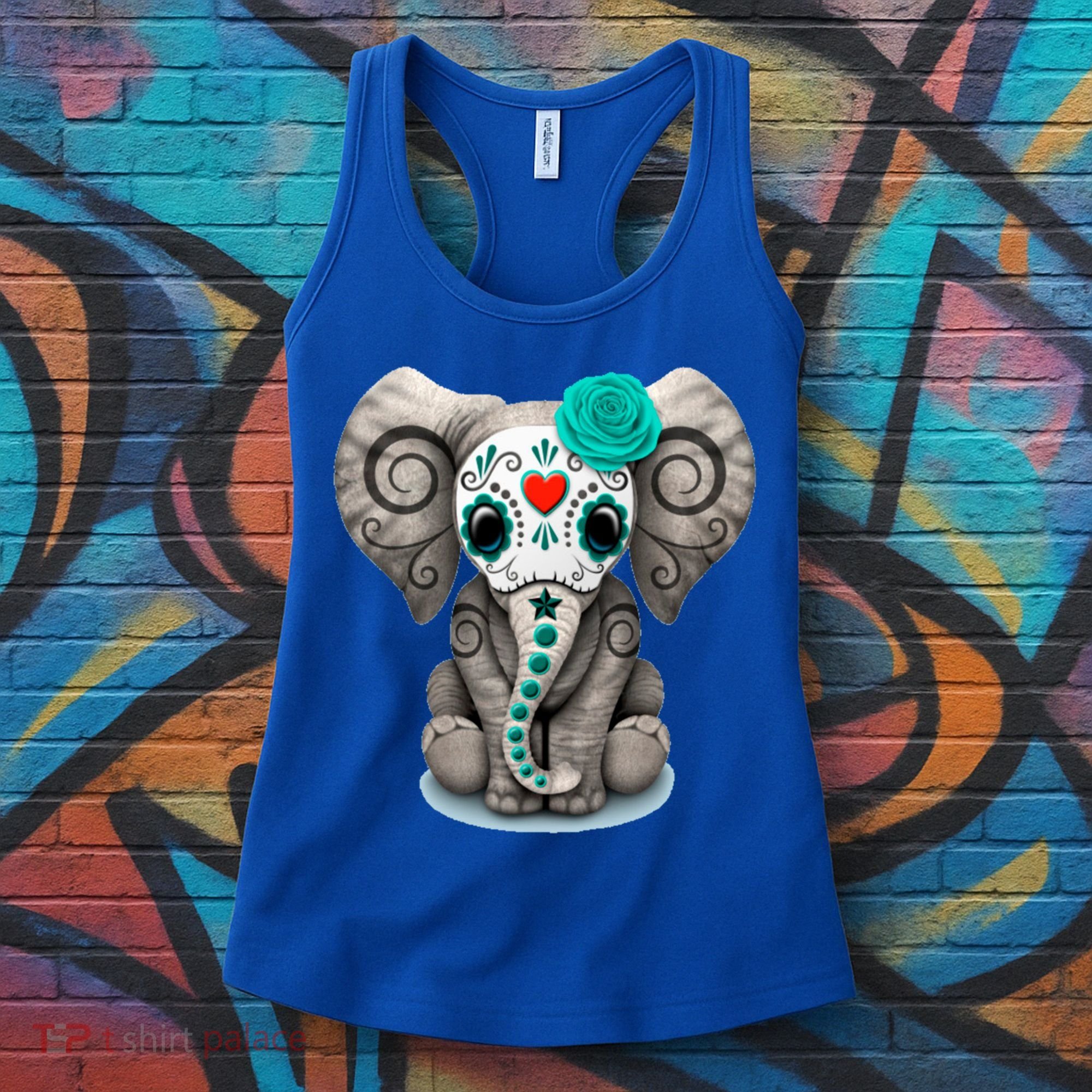 Sugar Skull Elephant Day Of The Dead Halloween Gift Women's Tank Top
