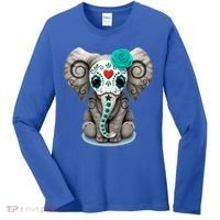 Sugar Skull Elephant Day Of The Dead Halloween Gift Women's Long Sleeve Shirt thumb 0