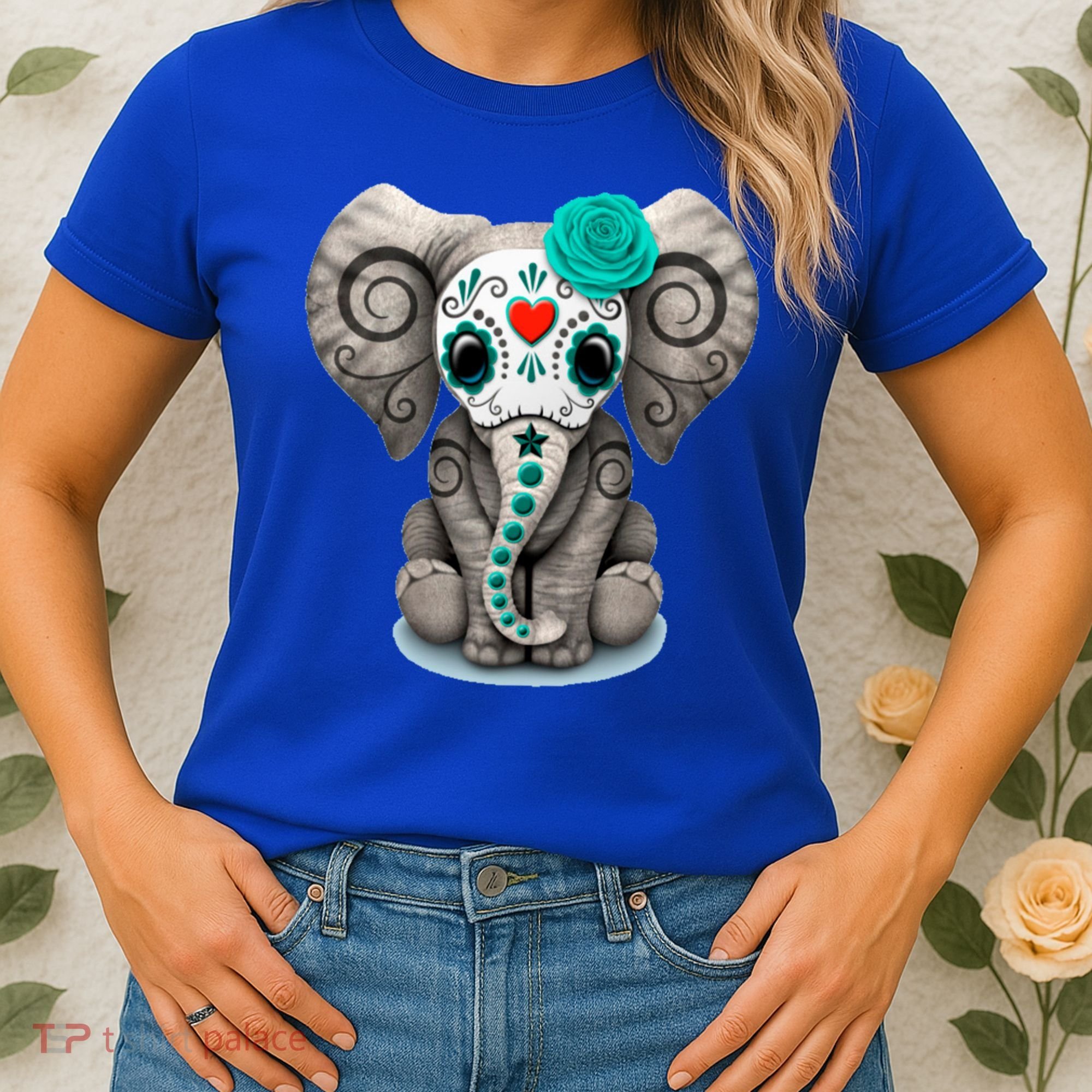Sugar Skull Elephant Day Of The Dead Halloween Gift Women's T-Shirt