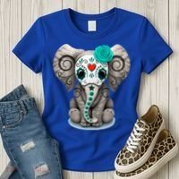Sugar Skull Elephant Day Of The Dead Halloween Gift Women's T-Shirt thumb 3