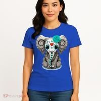 Sugar Skull Elephant Day Of The Dead Halloween Gift Women's T-Shirt thumb 4