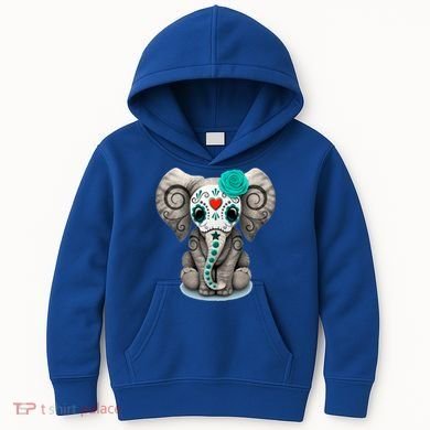 Sugar Skull Elephant Day Of The Dead Halloween Gift Kids Hoodie