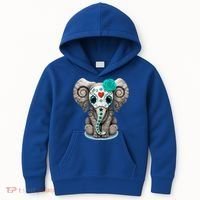 Sugar Skull Elephant Day Of The Dead Halloween Gift Kids Hoodie thumb 0