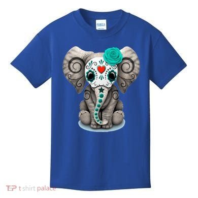 Sugar Skull Elephant Day Of The Dead Halloween Gift Kids T-Shirt