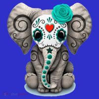 Sugar Skull Elephant Day Of The Dead Halloween Gift Kids T-Shirt thumb 4