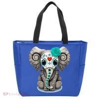 Sugar Skull Elephant Day Of The Dead Halloween Gift Tote Bag thumb 0