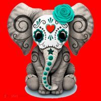 Sugar Skull Elephant Day Of The Dead Halloween Gift Santa Hat thumb 1