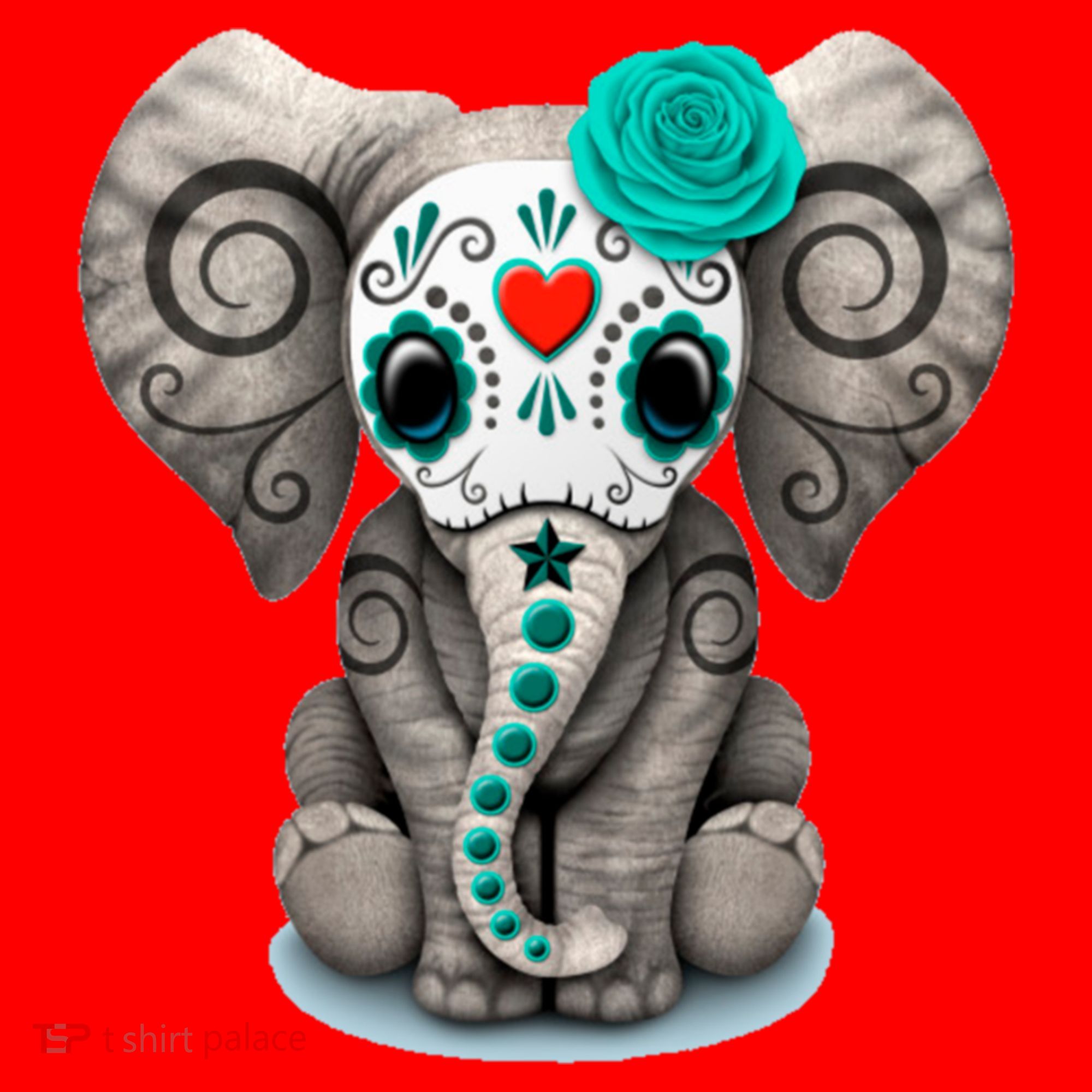 Sugar Skull Elephant Day Of The Dead Halloween Gift Santa Hat