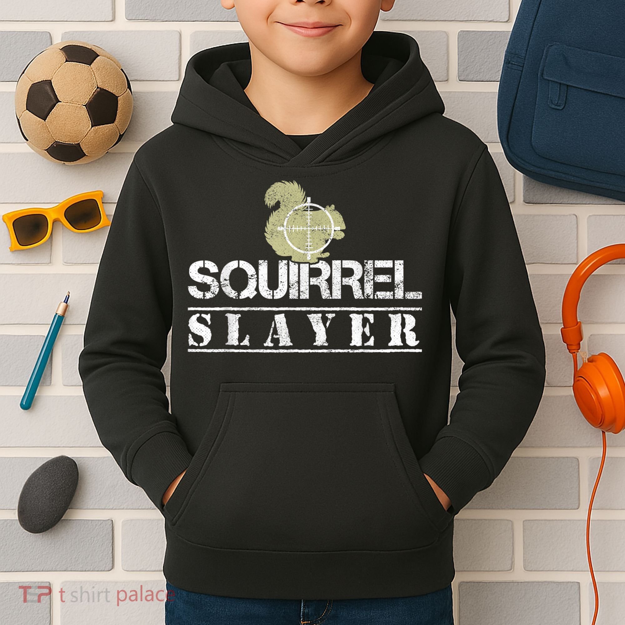 Squirrel Slayer Funny Squirrel Hunting Squirrel Hunters Kids Hoodie
