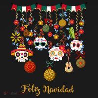 Sugar Skull Feliz Navidad Spanish Christmas Backpack thumb 2