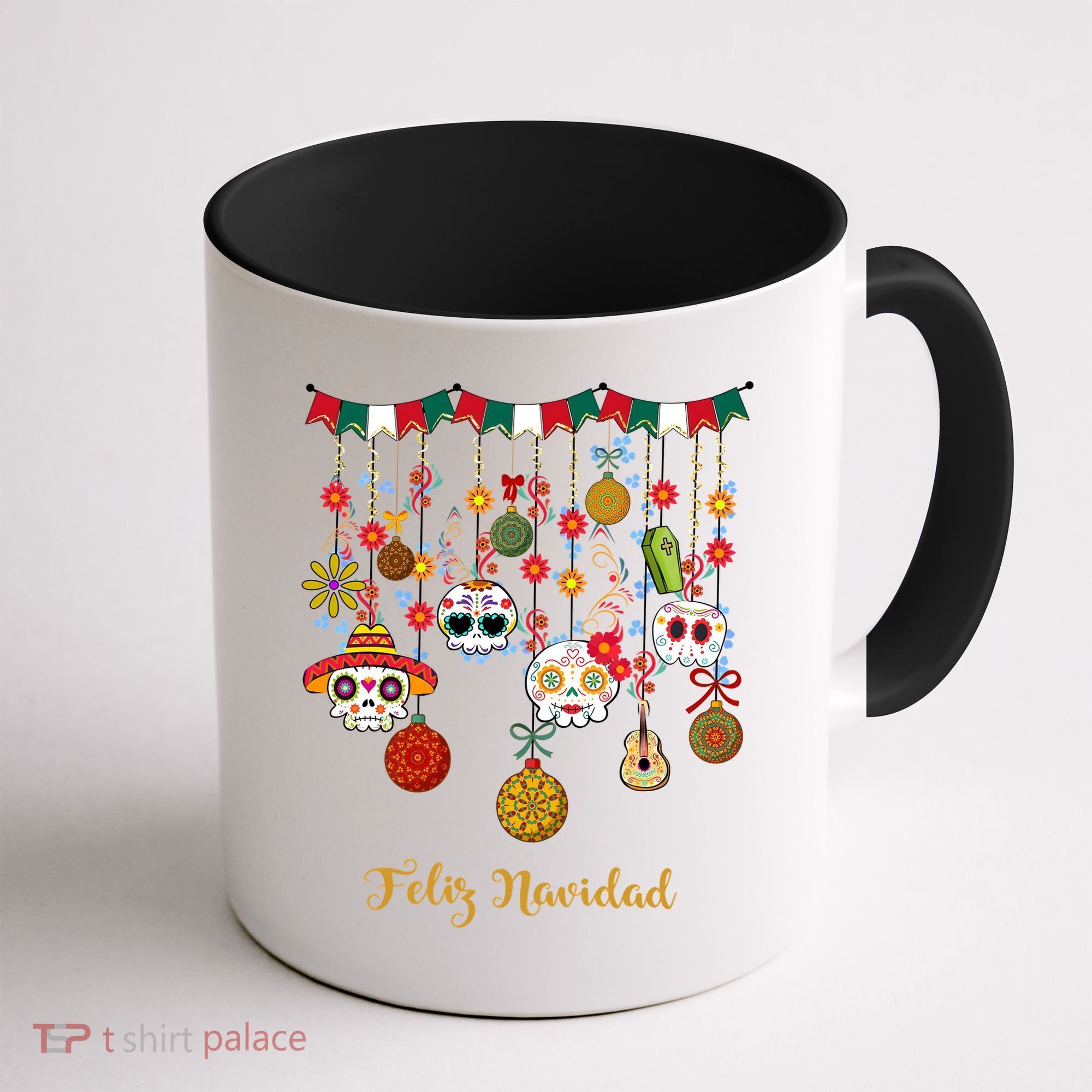 Sugar Skull Feliz Navidad Spanish Christmas Coffee Mug